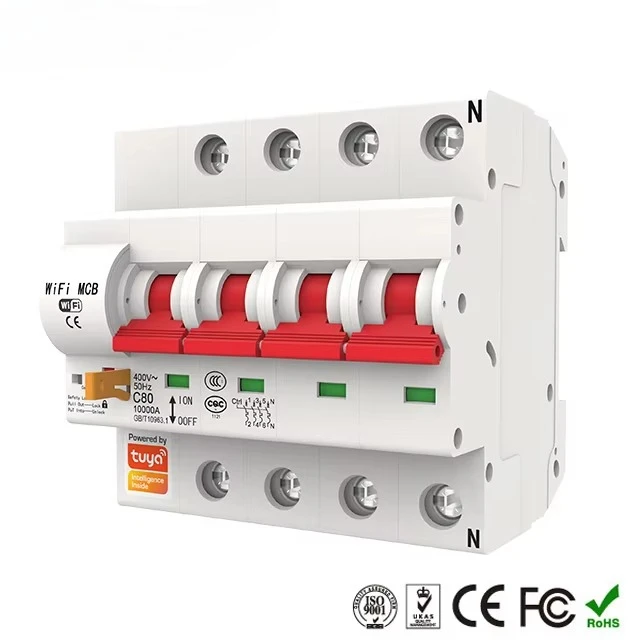 Good Price Home Automation System Industrial Usage AC400V 4P  Smart WIFI Circuit Breaker MCB Switch for Industry PST-MCB-4P