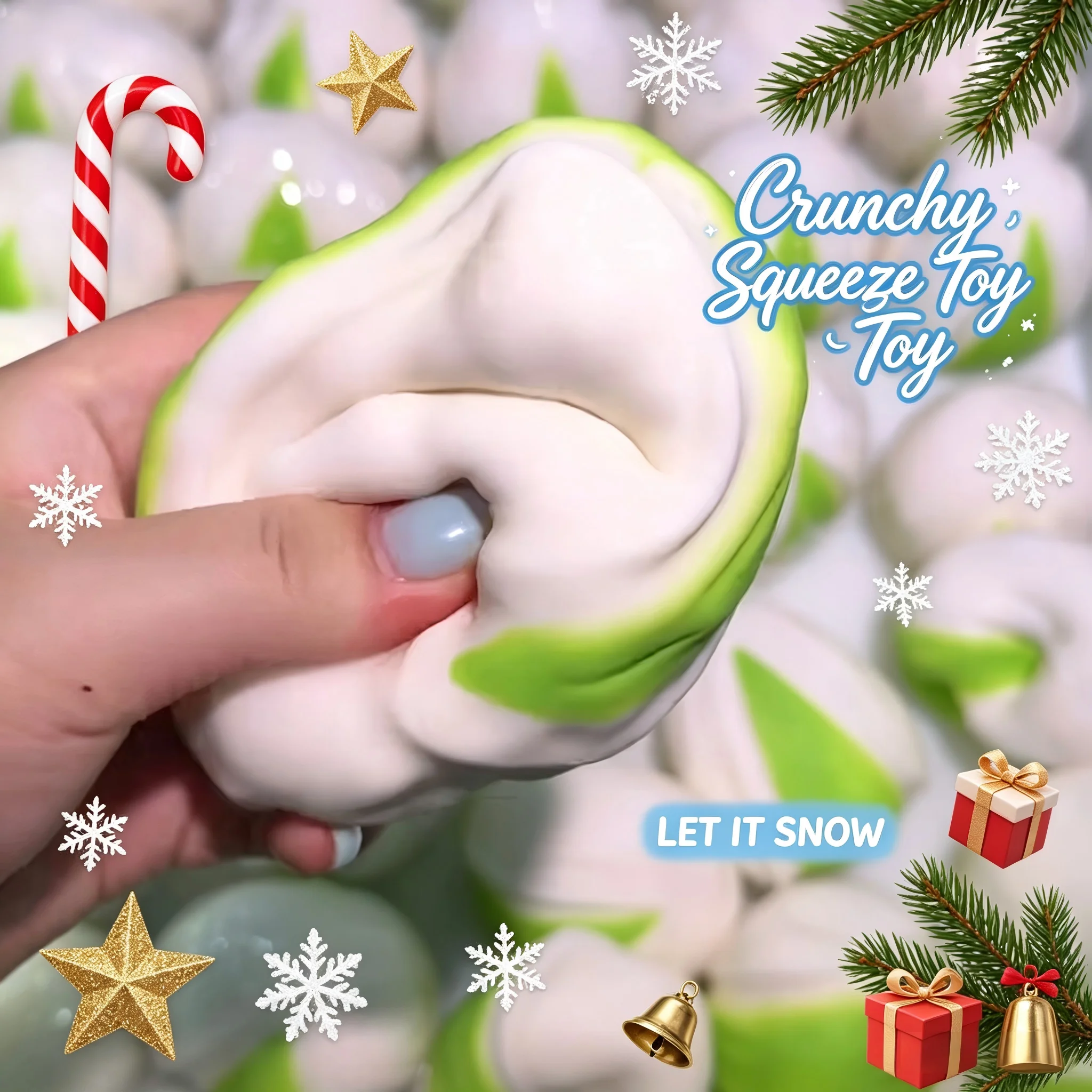 Crispy Pistachio Squishy Stress Ball Round Blocks Filled ASMR ADHD Fidget Toy Crunchy Squeeze Toy for Gift
