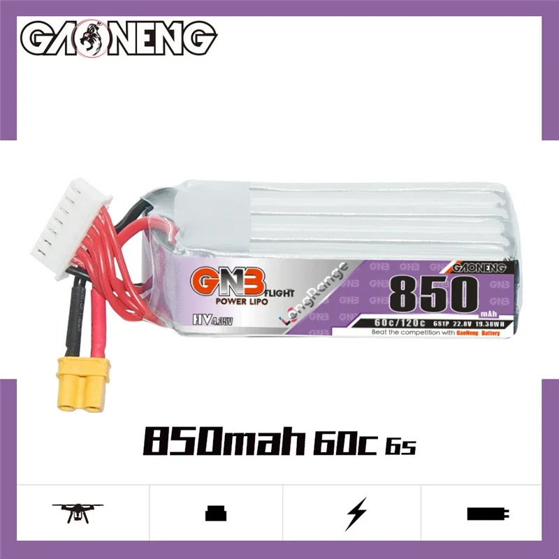 Max 120C GNB 6S 22.8V 850mAh LiPo Battery For FPV MultiRoter Helicopter Accessories Parts With XT30 Plug 22.8V Battery XT30U-F