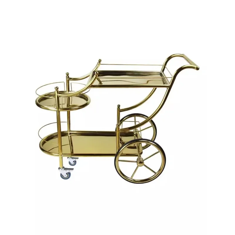 Hotel Restaurant Delivery Push Cart Commercial Triple Decker Wine Trolley