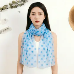Women's Polka Dot Georgette Scarf 160x50cm - Lightweight Chiffon Shawl for Spring/Summer Fashion, Sun Protection, Beach & Travel