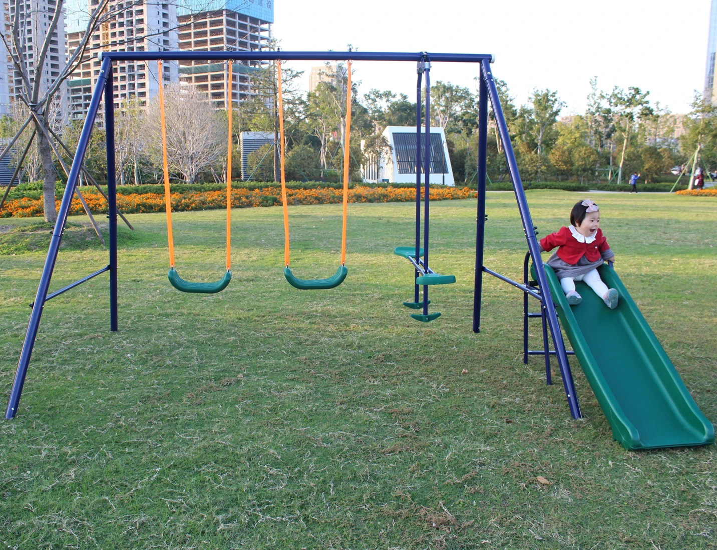 Chaise balançoire d'extérieur pour bébé, ensemble de barres de singes pour enfants, jouets de jardin coulissants en plastique, siège pour enfants, accent de balançoire pour enfants