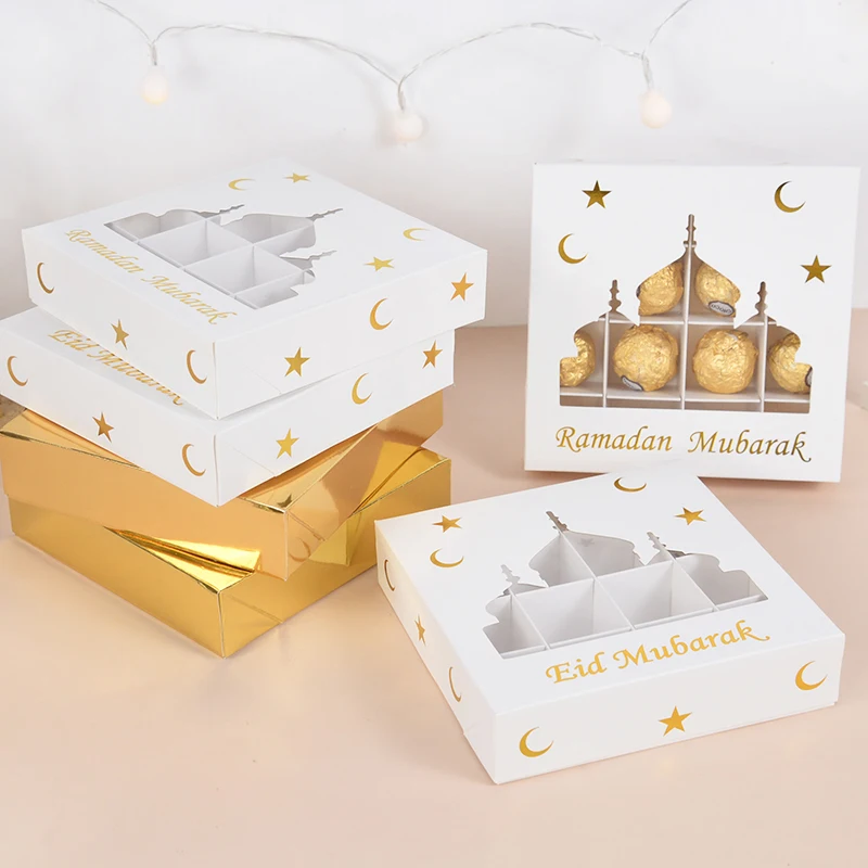 1/5Pcs Ramadan Mubarak Candy Cake Box Bag Chocolate Gift Packaging Favors EID Mubarak Decorations 2026 Islam Muslim Party Supply