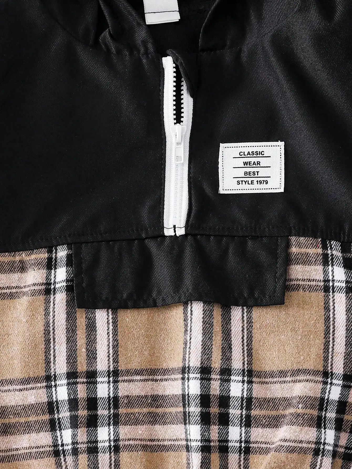 هوديي مطابقة اللون سحاب أكمام طويلة نصف سترة أعلى مرونة الخصر مشد القدم جيب السراويل وسيم الصبي الطفل بدلة سوداء