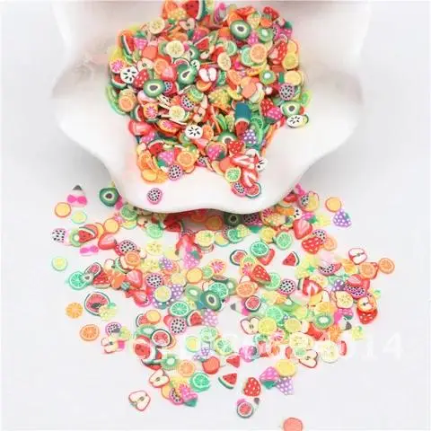 Nail Art Decorations Soft Polymer Clay Sprinkles Lip Fruit Slices Mixed Flower Fruit Patterns Colorful Cartoon 3D DIY Decor 10g