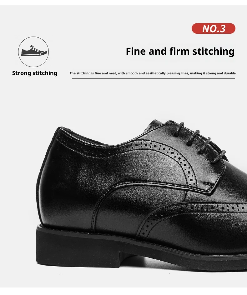 Brogue-Schuhe für Herren, weißes Lackleder, 6 cm, versteckte Höhenerhöhung, Einlegesohlen, formelle Kleidung, lässige Oxfords für Hochzeit, Business – Detail 12