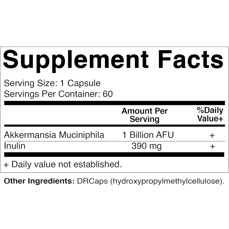 Vitamin Akkermansia Muciniphola for intestinal health -60 capsules DR - made from prebiotic inulin fiber