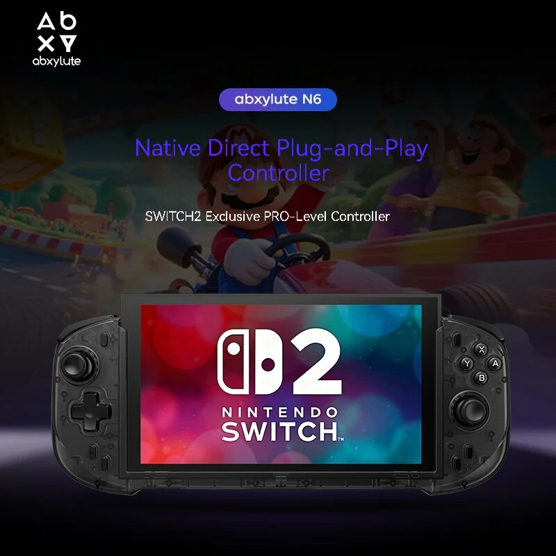 Ergonomic Abxylute N6 Direct‑Attach Game Grip Controller Vibration Motion Detect for Switch 2 Handheld Gaming for Keen Gamers