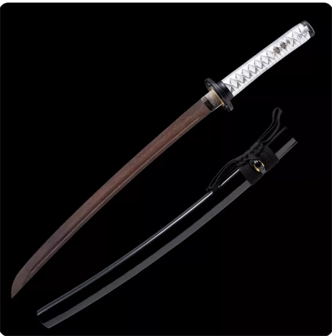 Espada Katana Wakizashi Japonesa de Madera de Calidad de 78 cm, para Kendo, Bushido, Iaito, con Saya Lacada al Horno, Accesorios de Cosplay para Películas, TV, Combate y Espectáculos