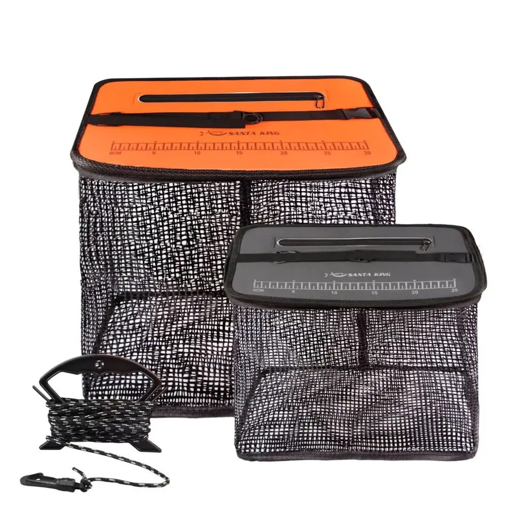 

Fish Net Bag Floating Fish Basket Large Capacity Fish Protector Foldable Fish Cage Mesh Collapsible Foldable Fishing Net