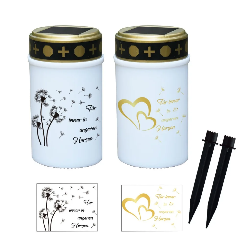 Rainproof Solar Cemetery Candle Light Flameless Solar Sensor LED Grave Memorial Light Long-last Lighting Waterproof