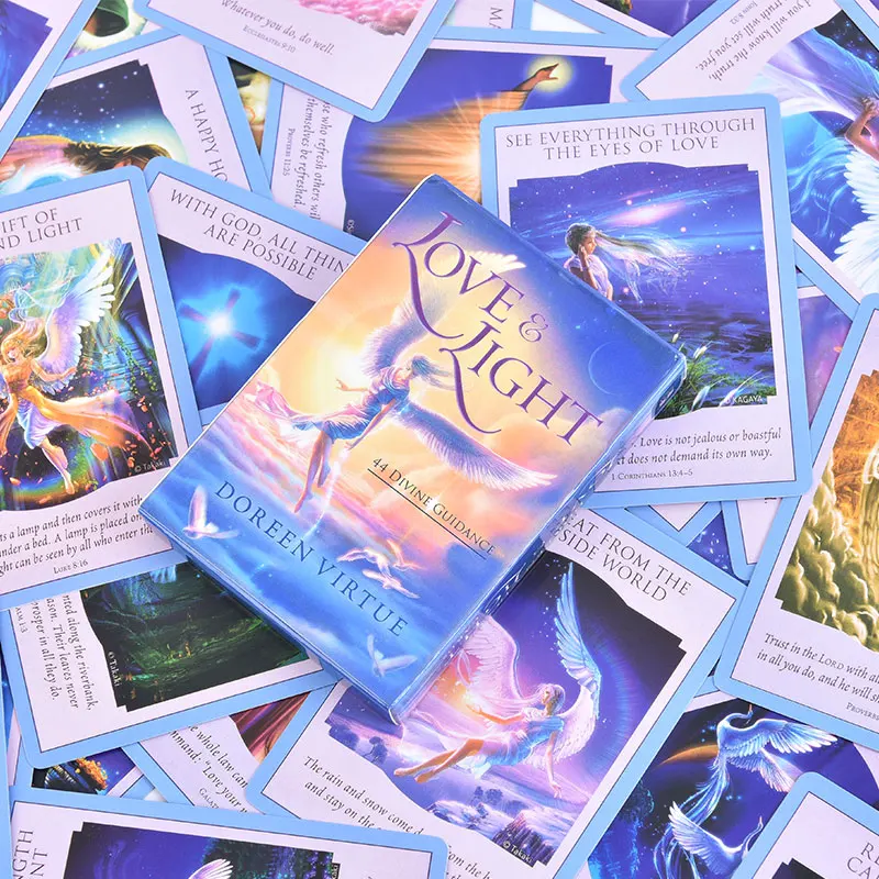 44 PCS Love Light Divine Guidance Oracle Cartas de Tarô Inglês