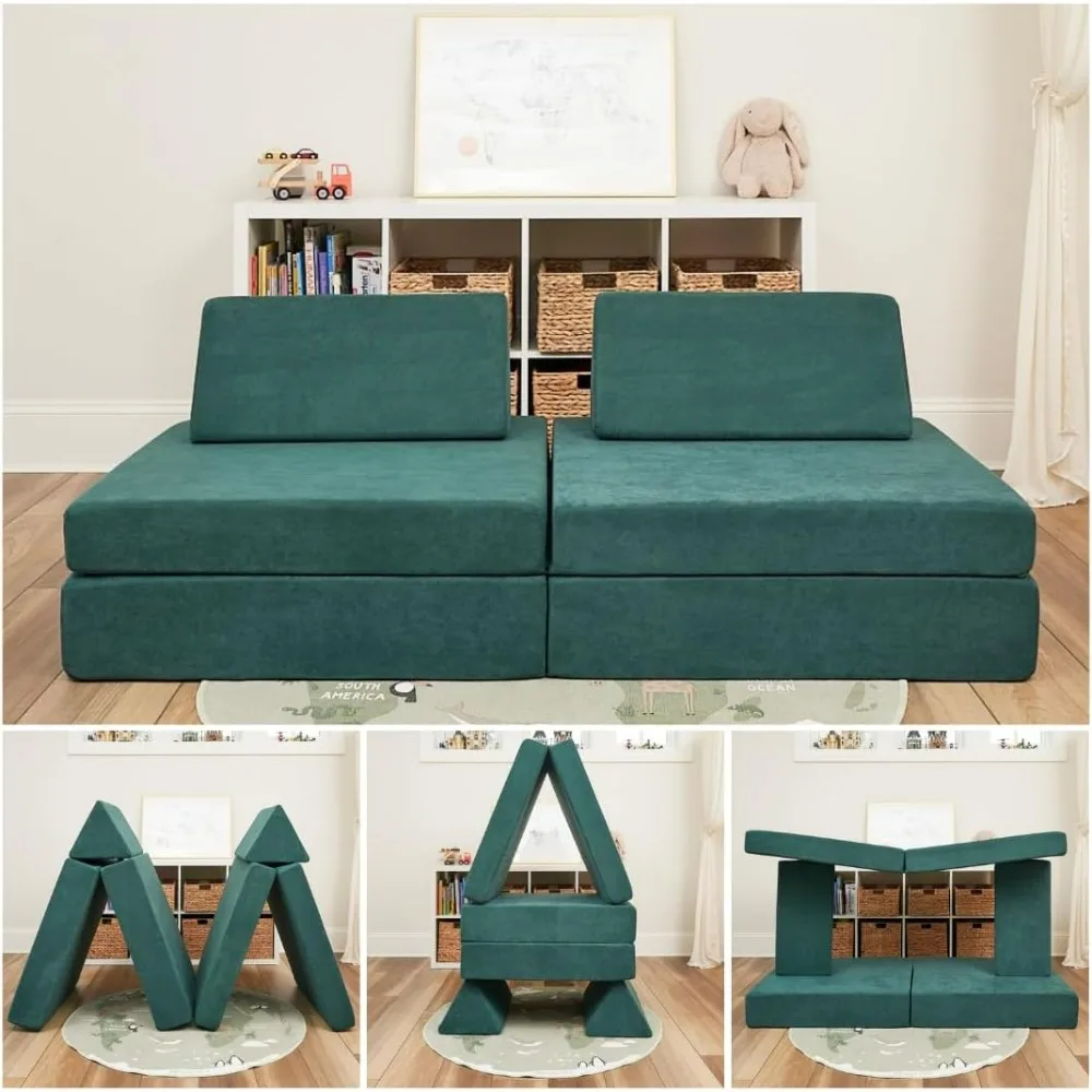 

Kids Play Couch, Endless Configurations, Includes 4 Modular Pieces: The Base, The Cushion, 2 X Support Pillows, Kids Couch Sofas