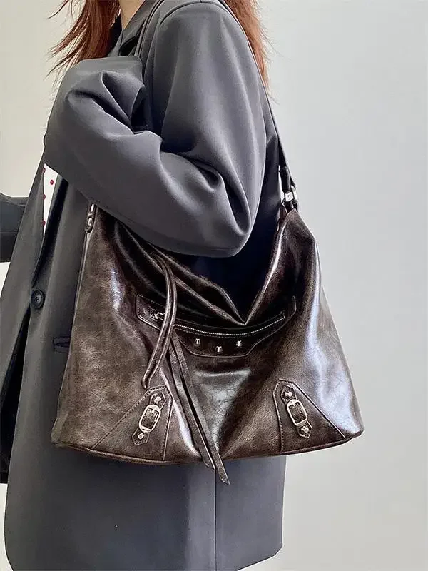 Vintage Maillard Women\'s Shoulder Bags Large Capacity Ladies Crossbody Bag Fashion PU Leather Female Tote Handbags Underarm Bag