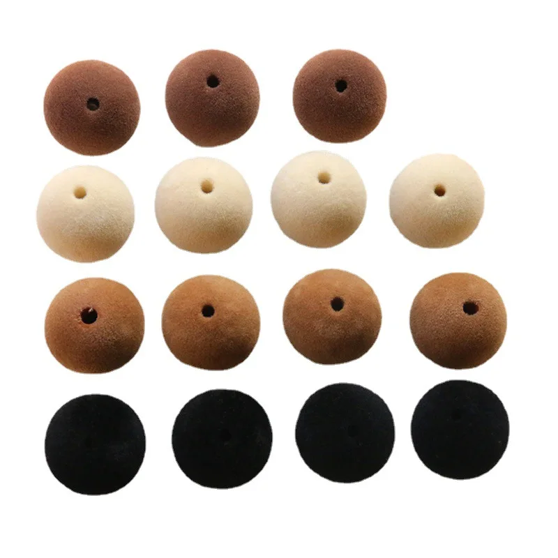 Winter style 50pcs/lot 20mm color flocking geometry rounds shape resin straight hole velvet beads diy jewelry accessory