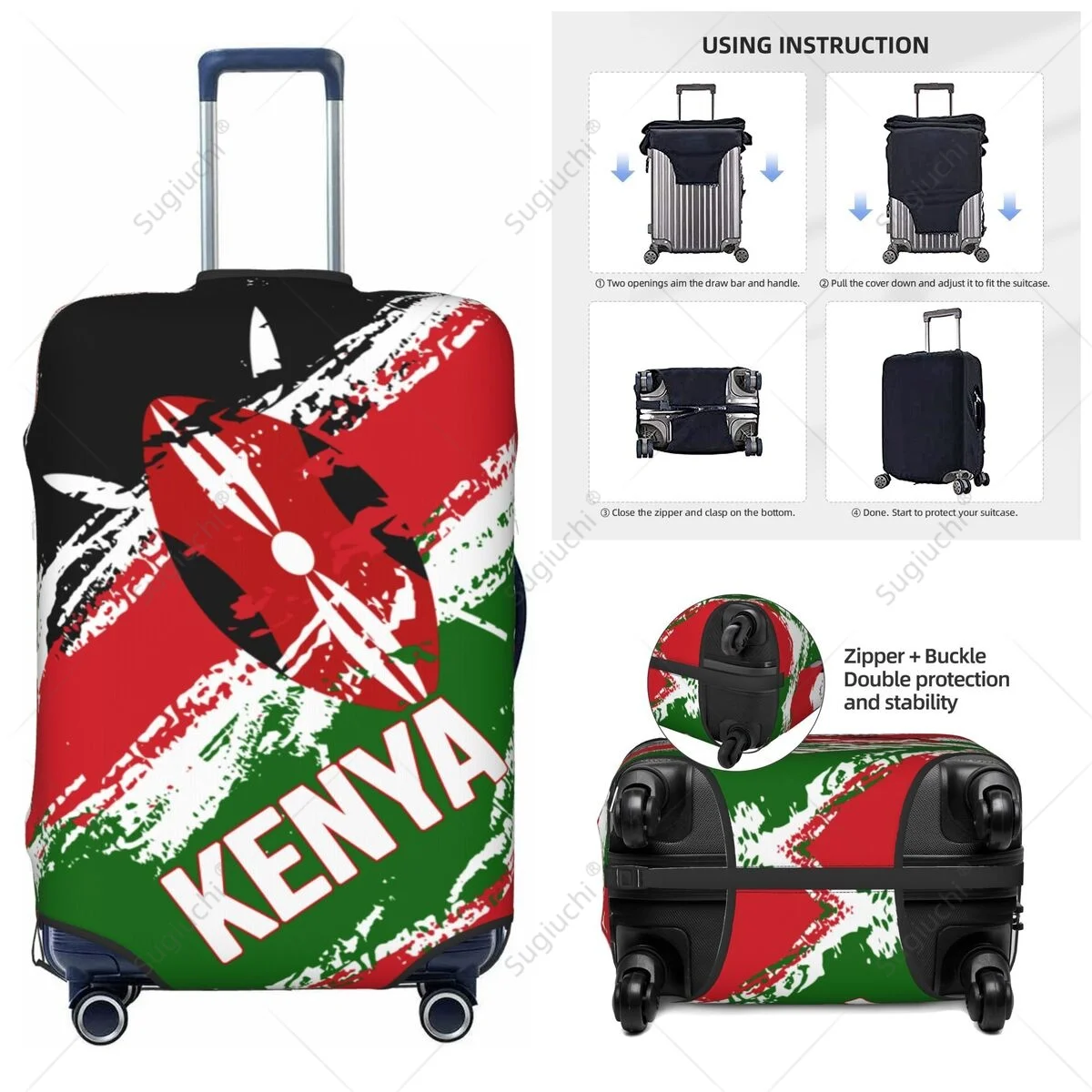 

Kenya Flag Luggage Cover Suitcase Elastic Dust Case Travel Accessories Printed Baggage Case Protective