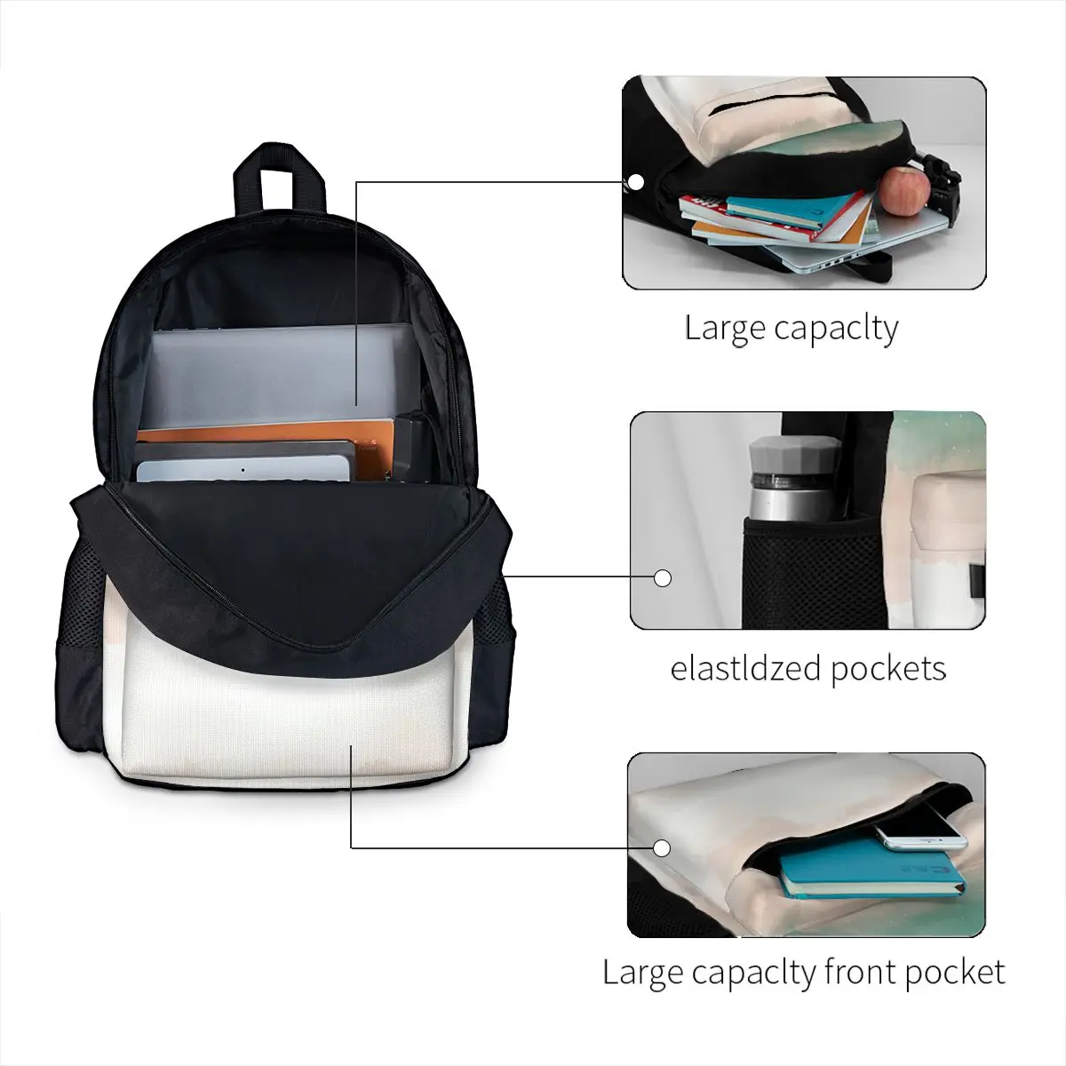 Mochila de acuarela colorida para mujer, bolso escolar de tendencia para niños, mochila para ordenador portátil, bolso de hombro de viaje de gran capacidad