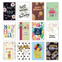 12pcs/set Happy Birthday Cards Greeting Card With Envelopes Creative Birthday Cards Set For Kids Adults Blessing Message Card