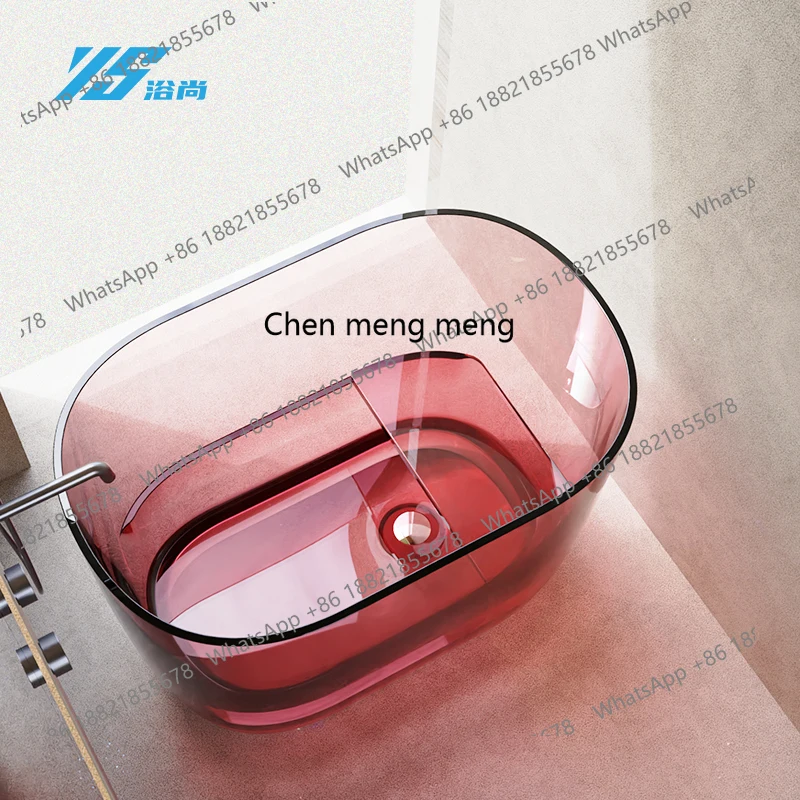 

Transparent crystal deep bubble bathtub Mini household color resin bathtub Independent small apartment seated bathtub