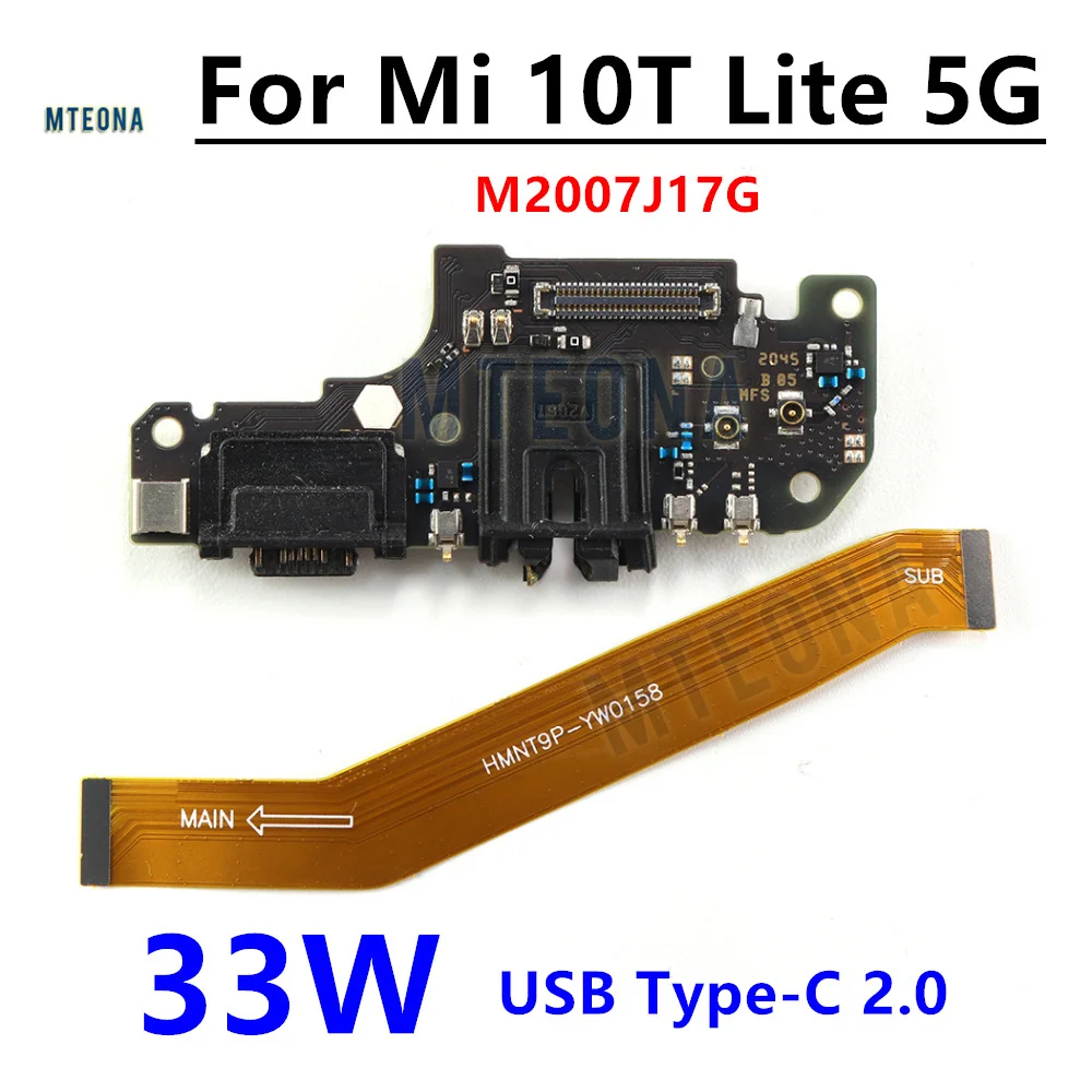 For Xiaomi Mi 10T Lite 5G USB Charging Port Dock Board 33W Fast Charger Main Motherboard Flex Cable Repair Parts M2007J17G