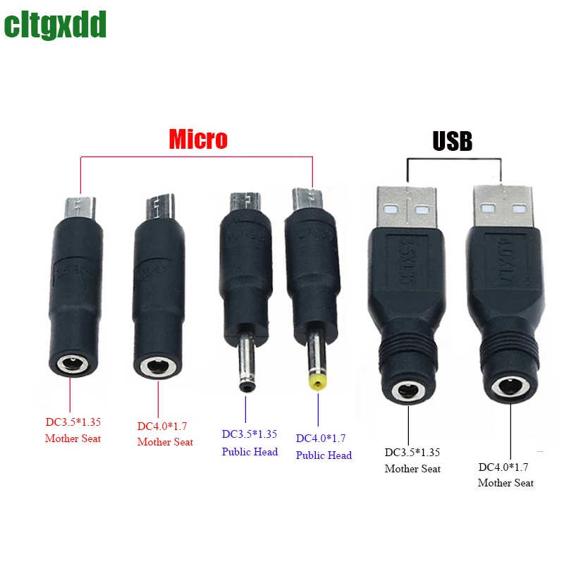 Cltgxdd USB Micro Male To DC Round Hole Pin 3.5*1.35/4.0 * 1.7mm Female Socket/male 1Piece Mobile Phone Power Adapter Connector