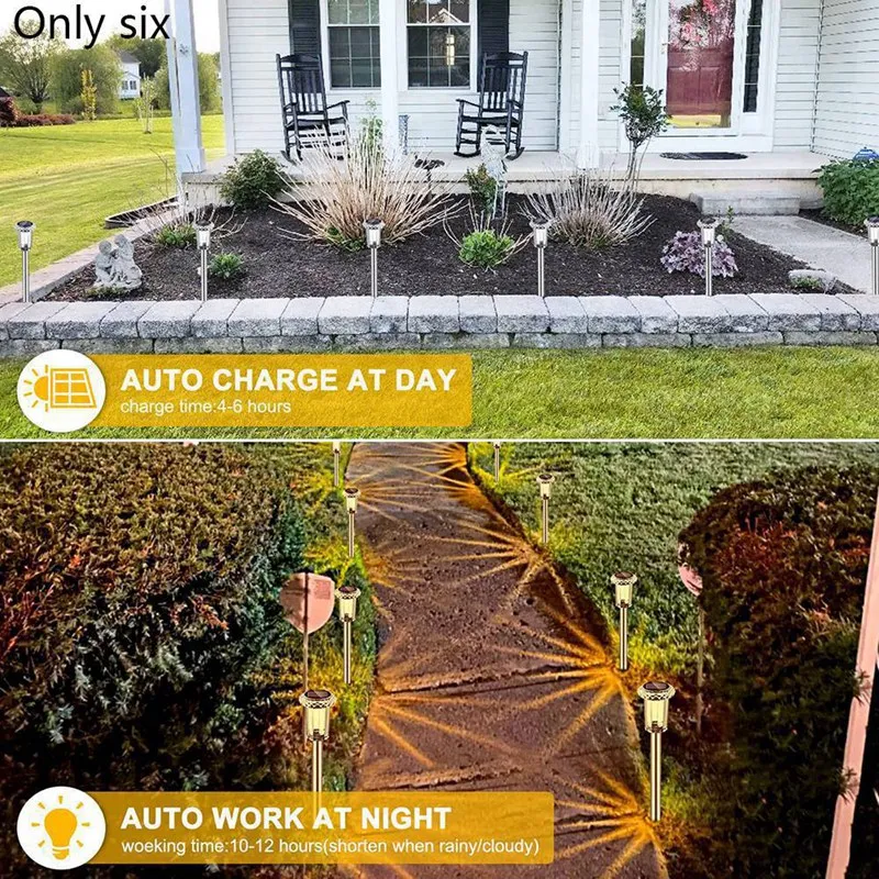 LICE-Solar Garden Lights Outdoor, LED Solar Garden Lights Outdoor Lawn Lamps, LED Solar Ground Lights (Warm White) 6 Pack