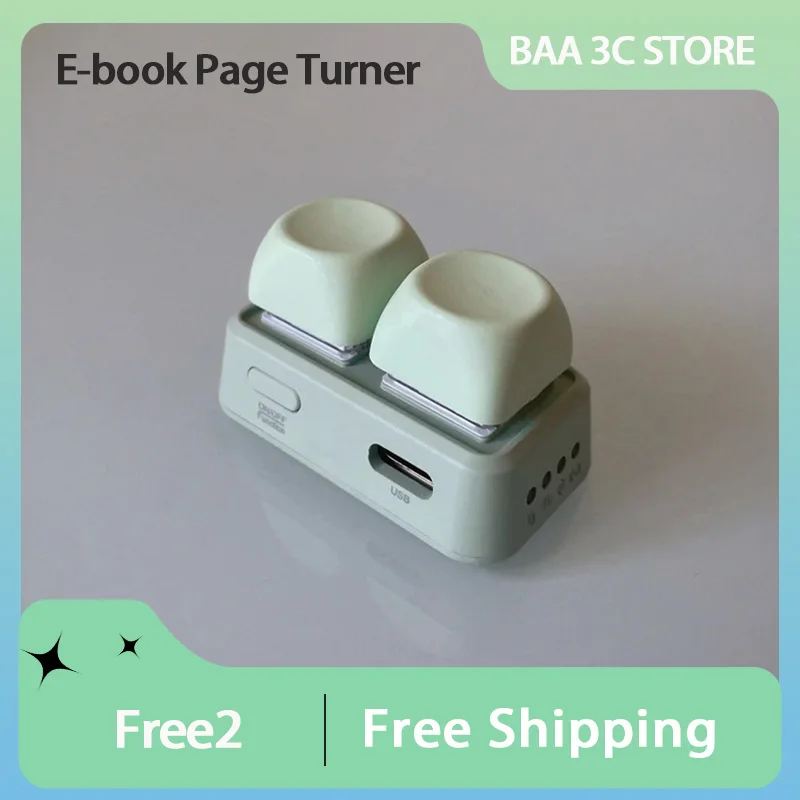 

HanLinYue Free2 Мини-клавиатура с двумя клавишами для электронной книги Page Turner Bluetooth RGB с возможностью горячей замены, портативная клавиатура на заказ для планшета/телефона/считывателя