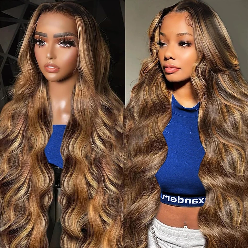 Highlight Ombre 13x4 Body Wave Lace Front Human Hair Wigs Brazilian Honey Blonde 13x6 Full Lace Frontal Wigs For Women