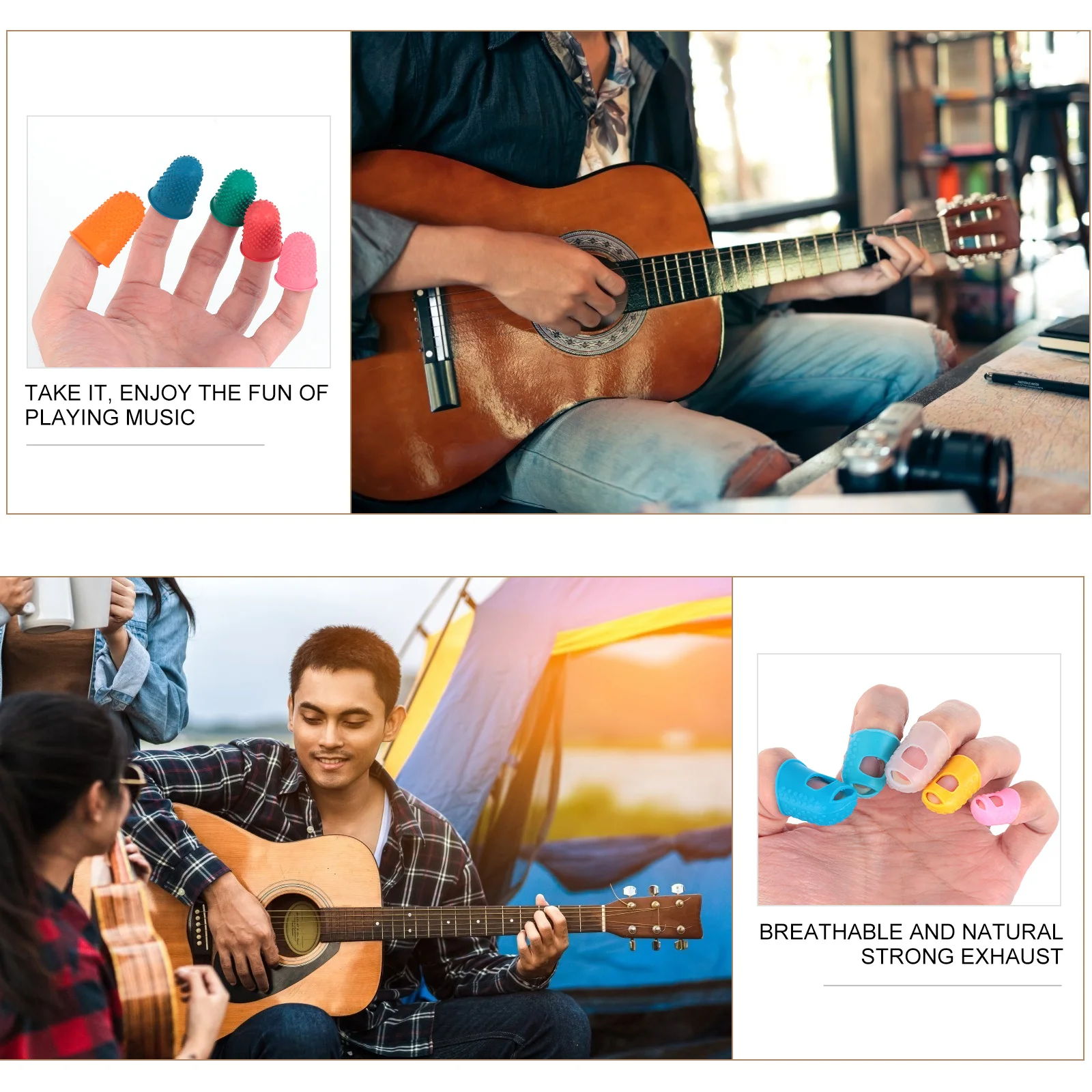 

20pcs Guitar Fingertip Cover Silicone Finger Protector Lightweight For Guitar Banjo Harp Thumb Piano Practice Learner Accessory