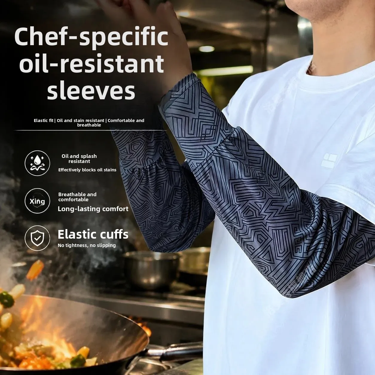 Chef Sleeve Covers Oil Fried Kitchen Protection Arm Covers Cooking Dining Barbecue Ice Sleeve Heat Resistant