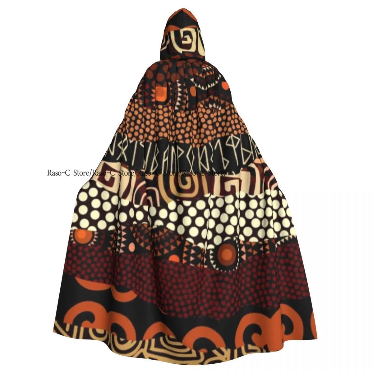 Ethnic Strikes Hooded Cloak Polyester Unisex Witch Cape Costume Accessory