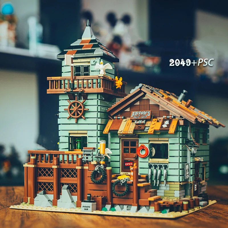 

21310MOC Старый рыболовный дом, вид на улицу, городской дом, архитектура, серия для мальчиков и девочек, собранные высокотехнологичные строительные игрушки для взрослых