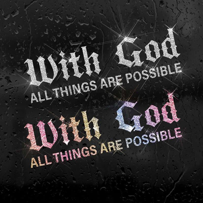 [M] WITH ALL THINGS ARE POSSIBLE Car Sticker, Car Styling Decal Classic Automotive Racing Trucks Laptop Decoration