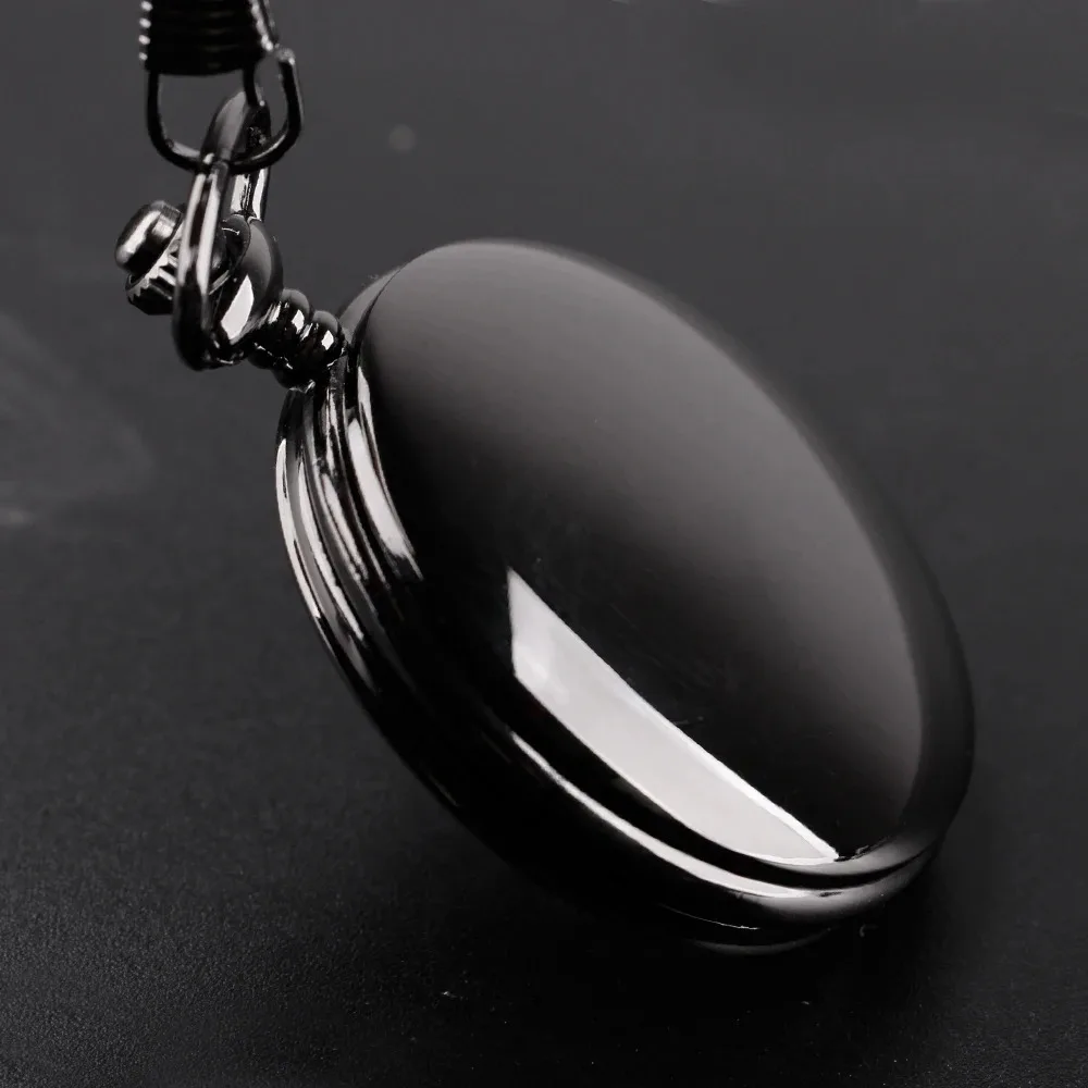 Black Fashion Quartz Pocket Watch for Men Women Steampunk Retro Pendant Chain Watches Gift Clock Reloj Bolsillo Digital