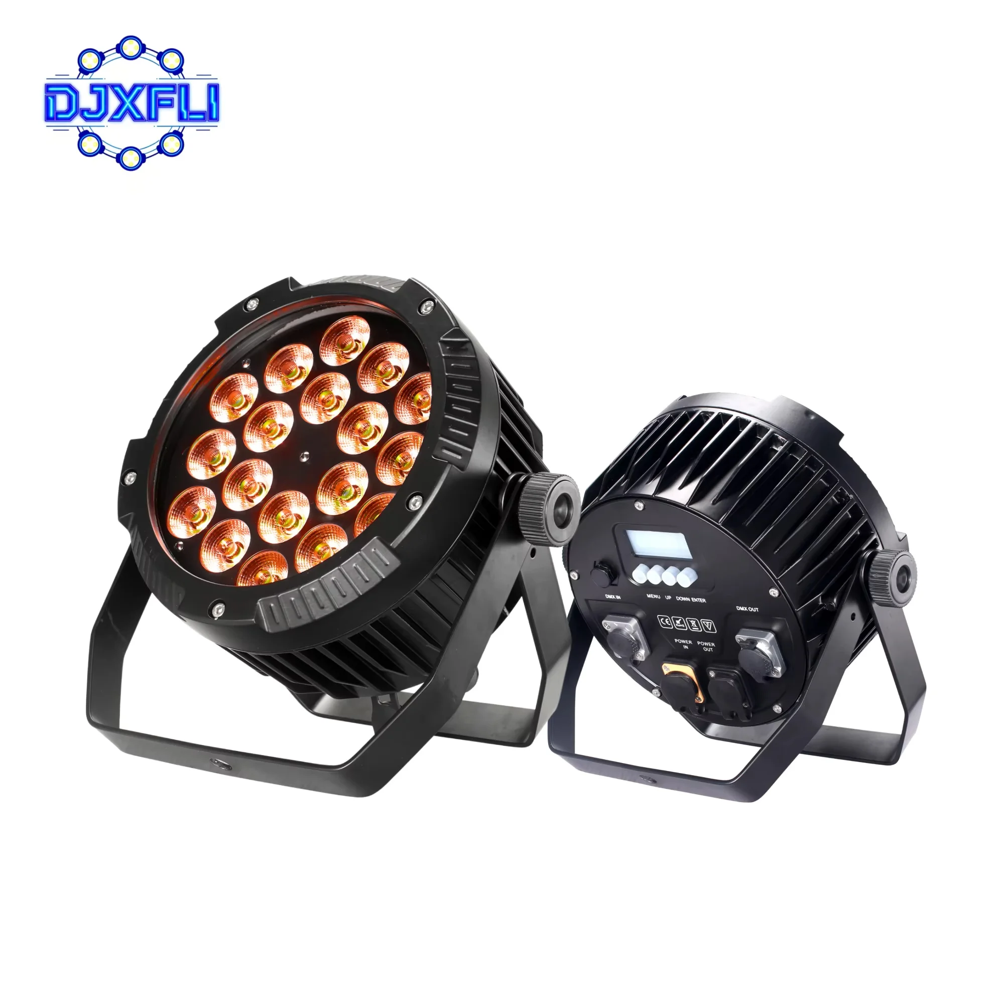 IP65 18X18W LED Par Light Waterproof RGBWA+UV 6-in-1 DMX512 Control Aluminum Body for Stage Disco DJ Club Party Entertainment