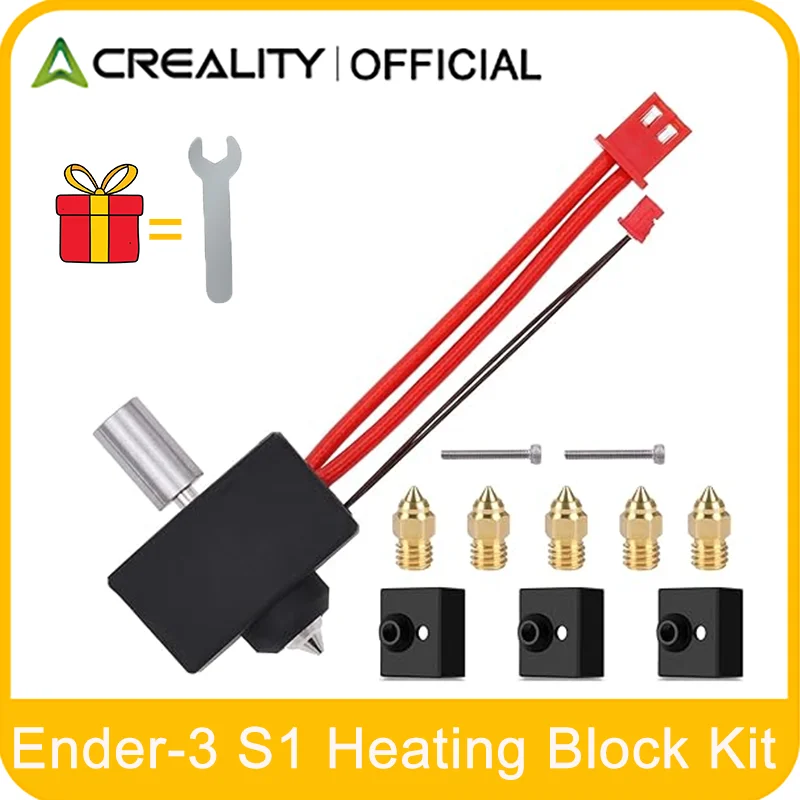 

Creality Ender 3 S1 Heating Block Kit High Temperature Pro 300°C with 3 Silicone Sock and 5 Nozzle for Ender-3/Pro/Plus