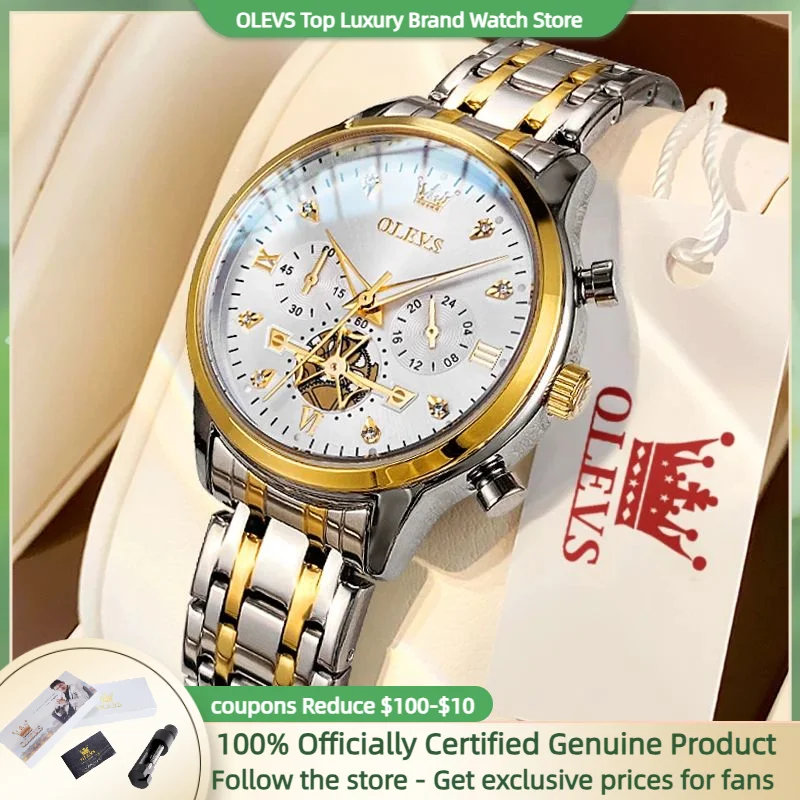 OLEVS orologi da donna elegante moda originale al quarzo orologio da polso femminile cronografo multifunzione impermeabile luminoso 24 ore