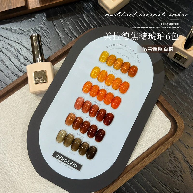 

VENDEENI 2025 New 6 Colors Translucent Color Nail Gel Set HEMA-Free TPO-Free Non-Toxic UV Gel Canned for Nail Salon Wholesale