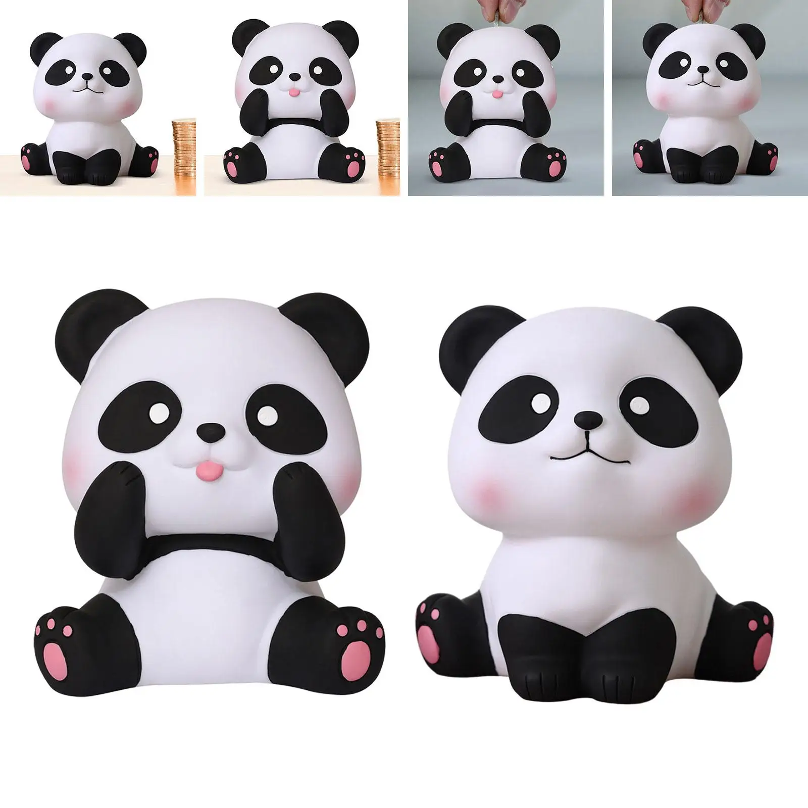 Large Cartoon Panda Piggy Bank Vinyl Money Saving Jar for Kids Desk Figurine Gift Idea