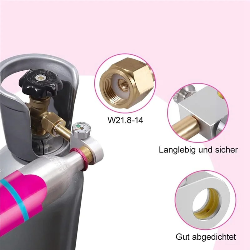 

Адаптер для заправки CO2 Classy-CO2, подходящий для цилиндра CO2 с быстрым подключением Duo, Art, Terra с манометром 3000 фунтов на квадратный дюйм для бутылки CO2 W21.8-14