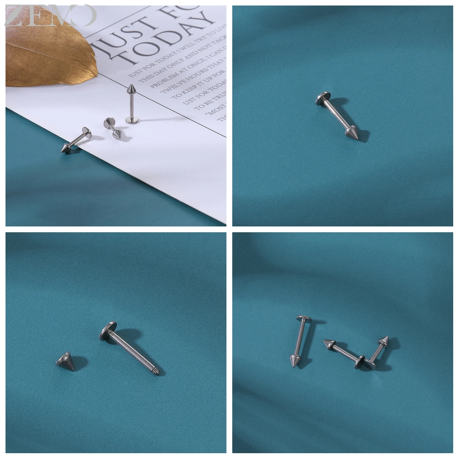 ZEMO 1 قطعة التيتانيوم الصلب سبايك Labret الشفاه ثقب النساء الرجال الزركون الشفاه ترصيع تفتق الكرة الدمل مونرو اللولب محارة الثقب 16 جرام