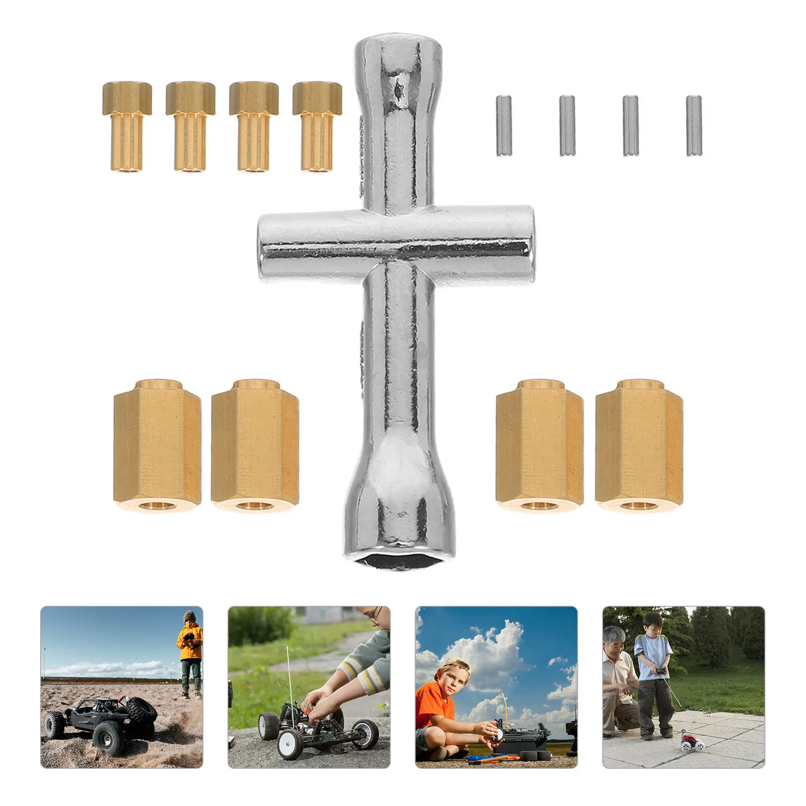 1Set Brass Hexagonal Hub Adapter Precision Cross Wrench Easy Installation Shock Absorber Support Compatible Various Vehicle
