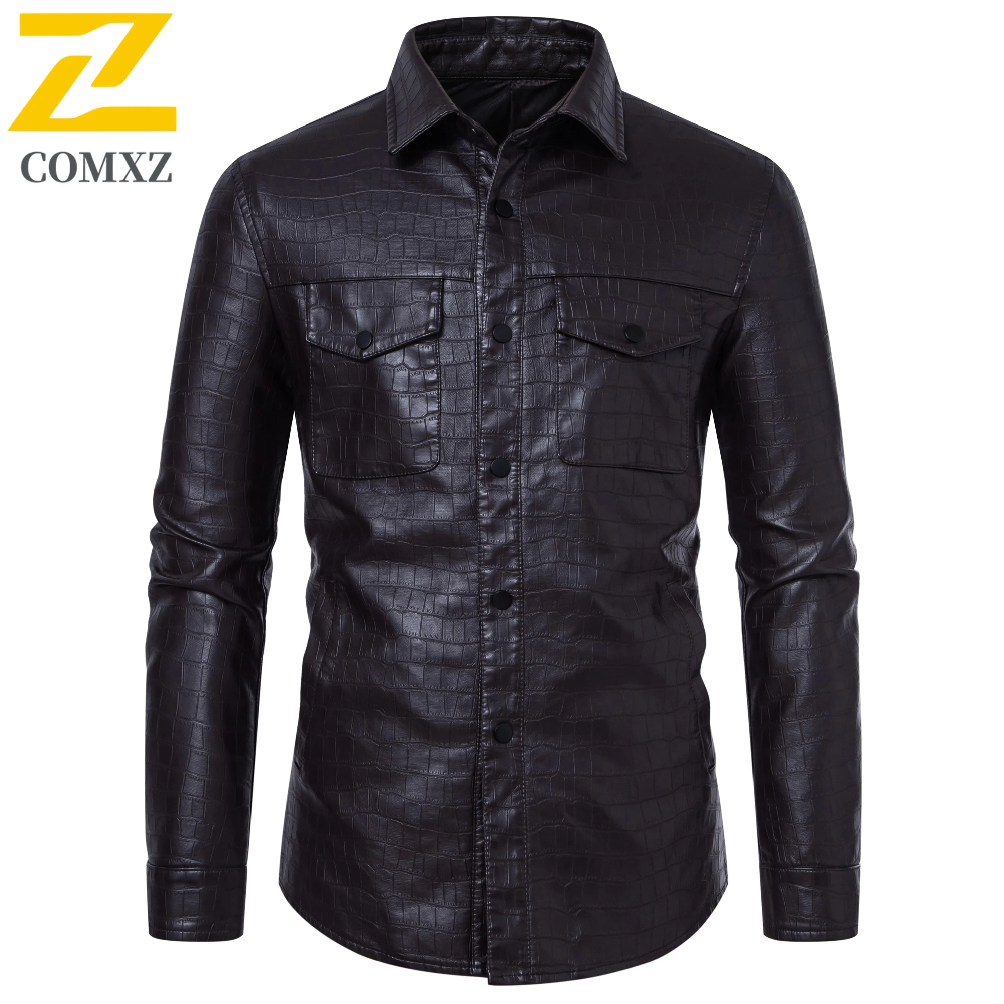 Brand Retro Faux Leather Jacket Men's High Fashion Single Breasted Windproof PU Leather Coat Autumn 2025 New Motorcycle Jacket