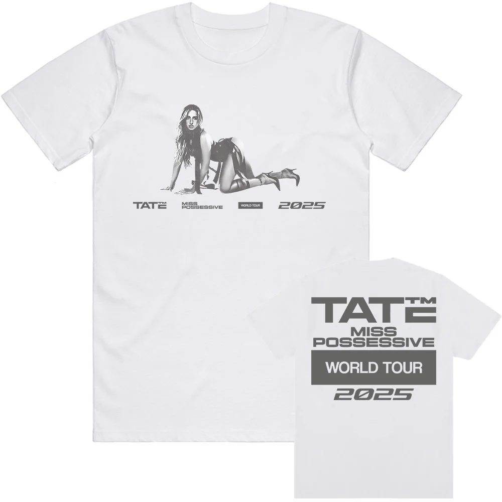 

Футболка Miss Possessive World Tour Tate McRae с графическим принтом, уличная футболка унисекс с короткими рукавами, мужская футболка