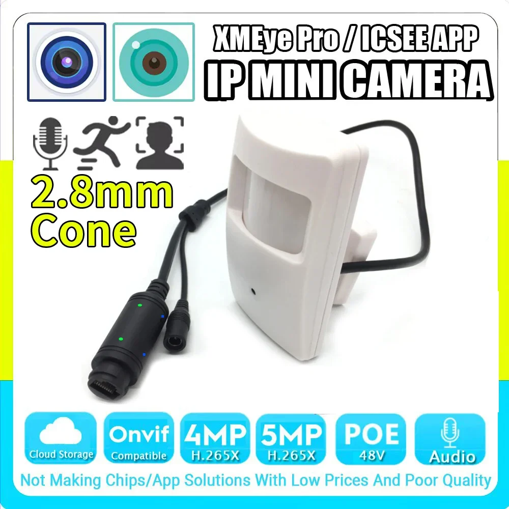 

XMEYE Pro 48VPOE Mini Camera 5MP 4MP Detection Audio IP Big Wide Angle 2.8mm Cone Lens H.265 Full Digital Mic Onvif Face Motion