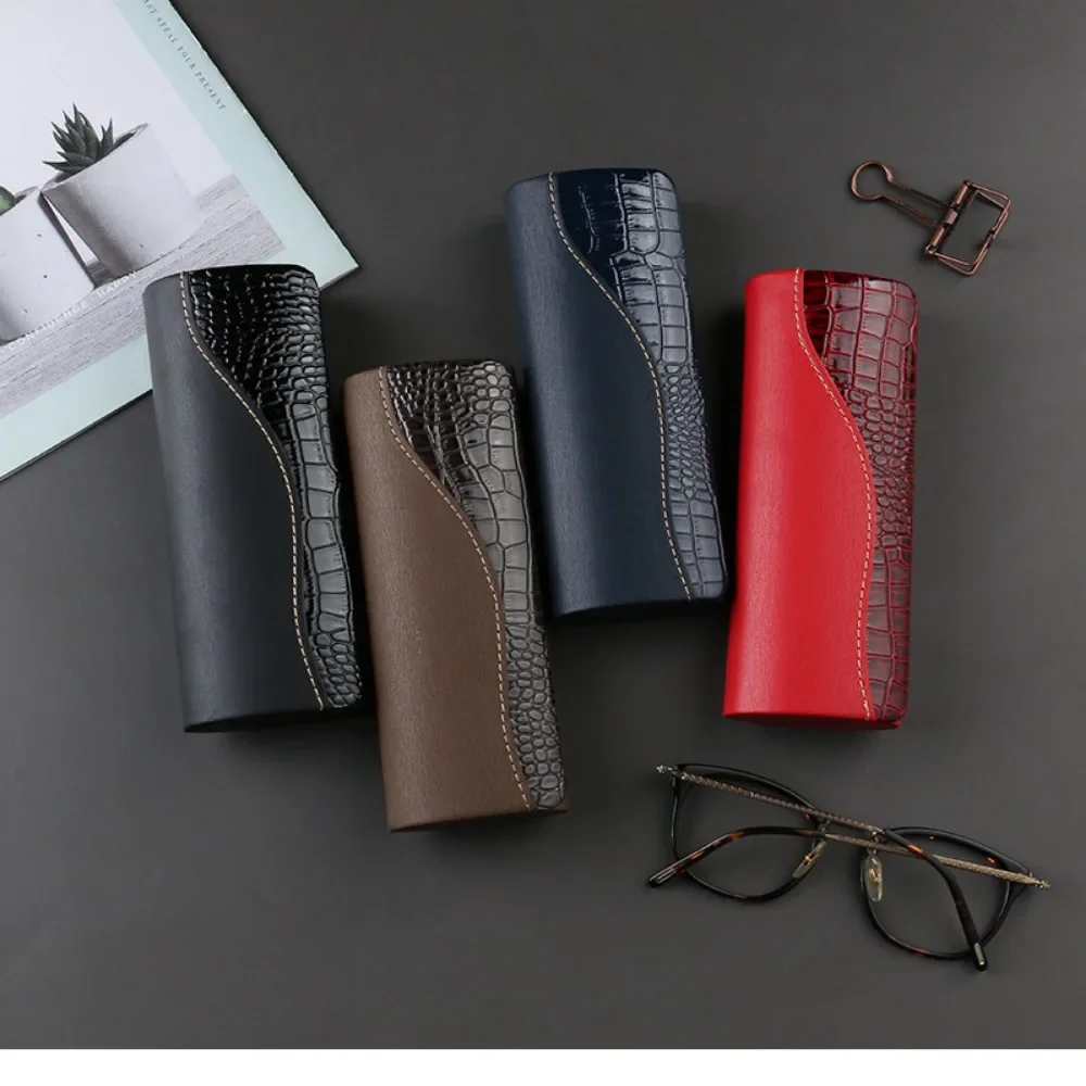 Faux Crocodile Skin Vintage Leather Eyewear Case Simplicity Solid Color Frosting Solid Color Sunglasses Box Fashion Glasses Case