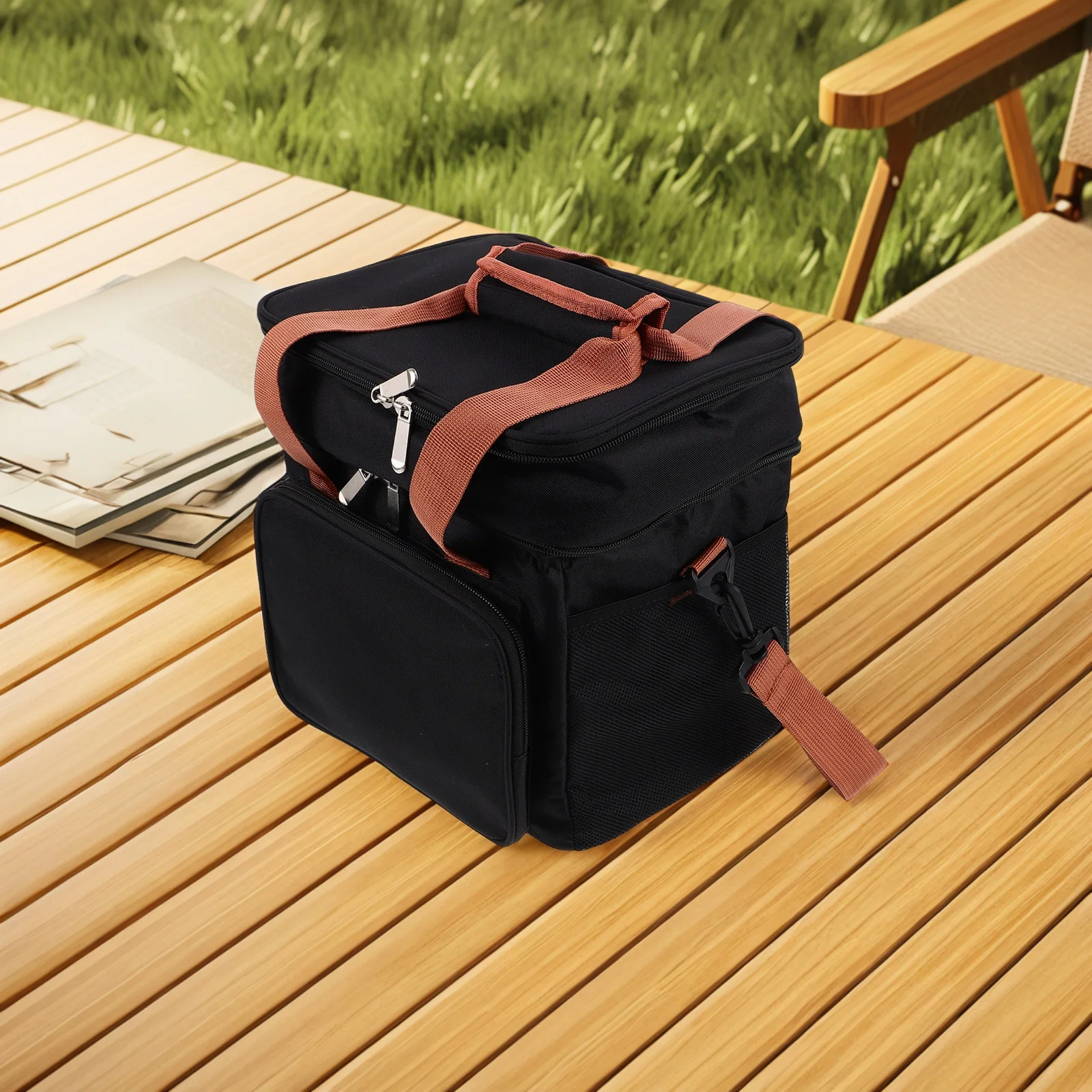 

Double Layer Lunch Bag Large Capacity Insulated Cooler Tote Freezable Bag Women Men Oxford Cloth Picnic Outdoor Waterproof