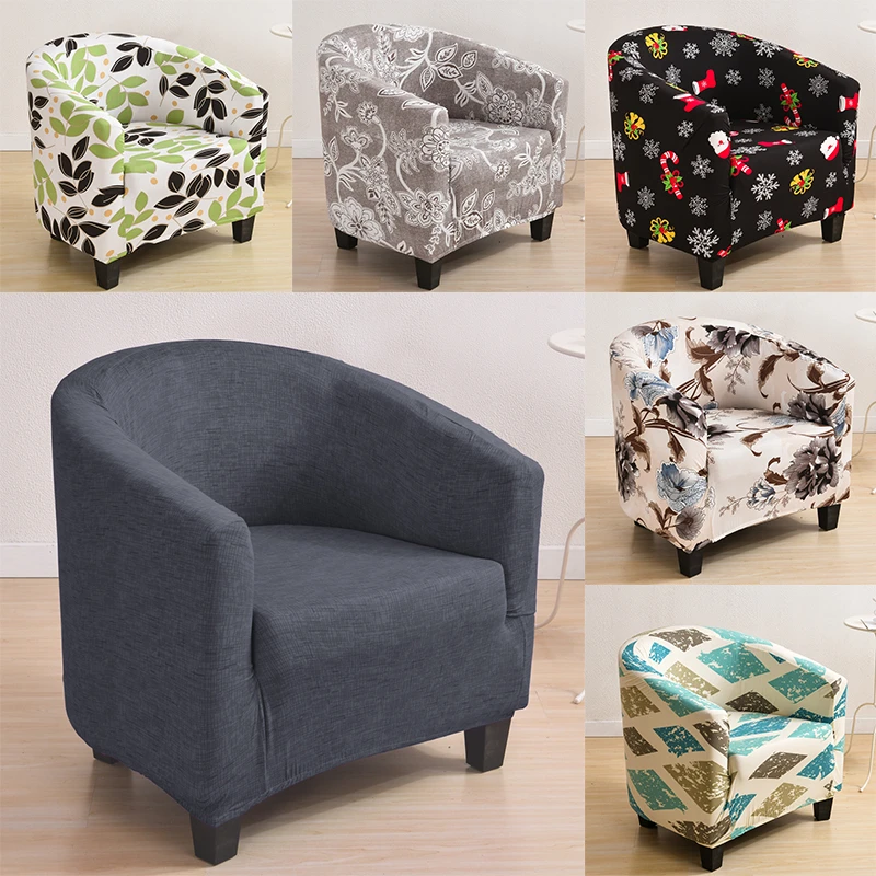 Elastic All-inclusive Semicircle Small Single Sofa Cover Coffee Shop Wine Guest Room Printing Non-slip Sofa Chair Cover