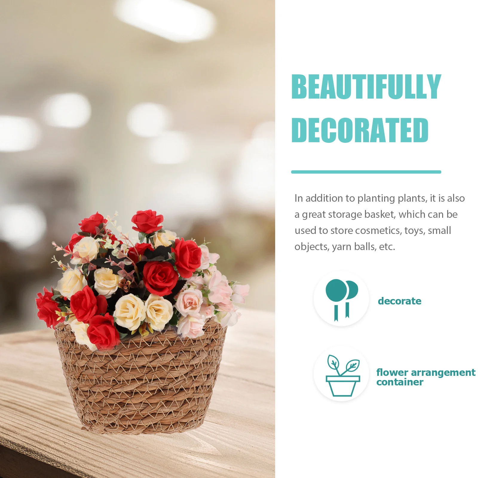 

2Pcs Rustic Natural Color Handwoven Woven Plant Basket Flower Planter Durable Container for Indoor Outdoor Use