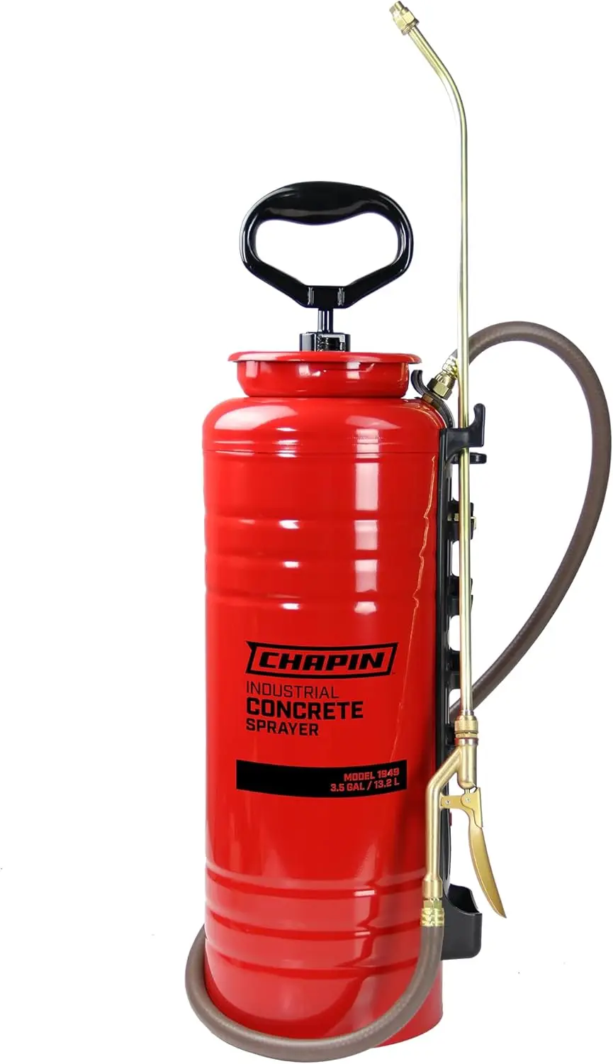 1949 3.5 แกลลอน Tri-Poxy Industrial Concrete Open Head Tank Sprayer – ถังเหล็กสีแดง, ซีลทนสารเคมี, เปิดกว้าง, Br